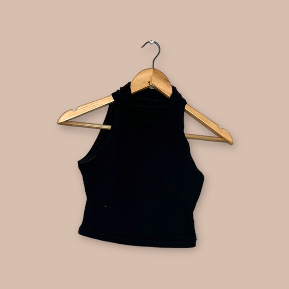 American Apparel Turtleneck Black Crop Top - Size Small - Picture 2 of 3